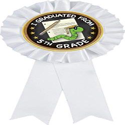 Crown Awards Graduation White Rosette Ribbon Award, 5th Grade Graduation Trophy Ribbon Prize, 100 Pack