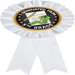Crown Awards Graduation White Rosette Ribbon Award, 5th Grade Graduation Trophy Ribbon Prize, 100 Pack