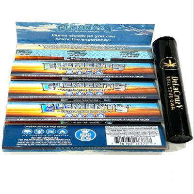 Elements King Size Blue Rolling Paper 5 packs with DeLaCruzV Tube.
