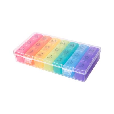 21 Pill Organizer Travel Medicine Container Travel Medication Pill Dispenser 7 Day Purse Storage Box Grid