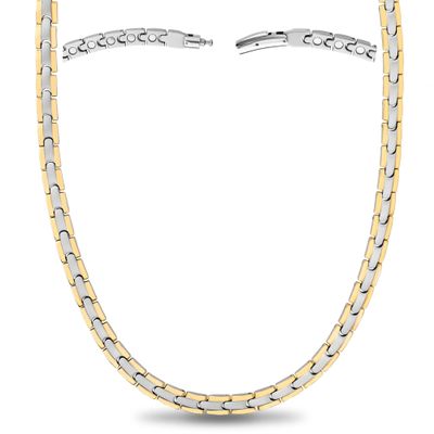 MagnetRX Titanium Magnetic Necklace  Ultra Strength Magnetic Necklaces for Women & Men  Effective Titanium Necklace with 55 Magnets (Silver & Gold, 19.25 Inches)