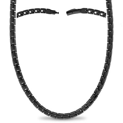MagnetRX Titanium Magnetic Necklace  Ultra Strength Magnetic Necklaces for Men & Women  Effective Mens Titanium Necklace with 55 Magnets (Black, 19.25 Inches)