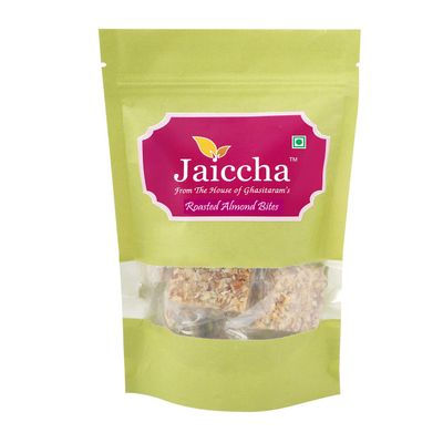 Jaiccha Ghasitaram Roasted Almond Bites 200 GMS in Green Paper Pouch