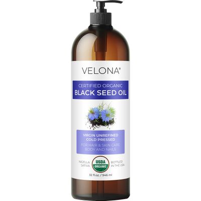 velona Black Cumin Seed Oil USDA Certified Organic - 32 Fl Oz | 100% Pure and Natural Carrier Oil | Unrefined, Cold Pressed | Hair, Body and Skin Care | Use Today - Enjoy Results