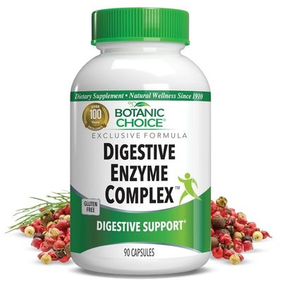 Botanic Choice Digestive Enzyme Complex - Digestive Aid for Healthy Gut Supplement for Better Digestion and Improved Nutrient Absorption to Ease Abdominal Bloating - 90 Pills