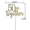 50 Years Together Cake Topper for 50th Anniversary Birthday Wedding Party Decorations, Gold Glitter view 2
