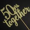 50 Years Together Cake Topper for 50th Anniversary Birthday Wedding Party Decorations, Gold Glitter view 4