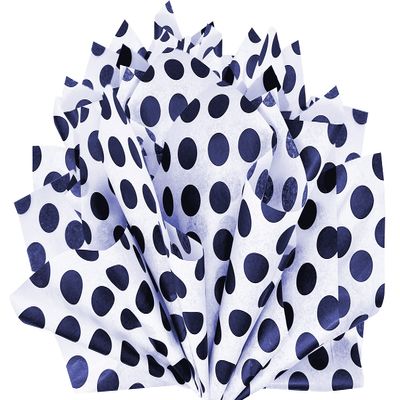 Flexicore Packaging | Navy Blue Polka Dot Gift Wrap Tissue Paper | Size: 15 Inch X 20 Inch | Count: 10 Sheets | Color: Navy Blue | DIY Craft, Art, Wrapping, Decorations