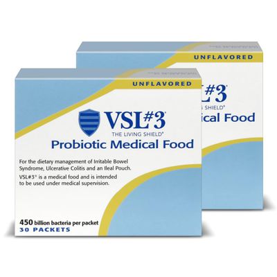 VSL#3 Probiotic Powder for Digestive Health, IBS & UC Symptoms - 450B CFUs, High-Potency, Multi-Strain, Live, Refrigerated Probiotic, Medical Food for Gut Health Support in Men & Women, 60 Pack