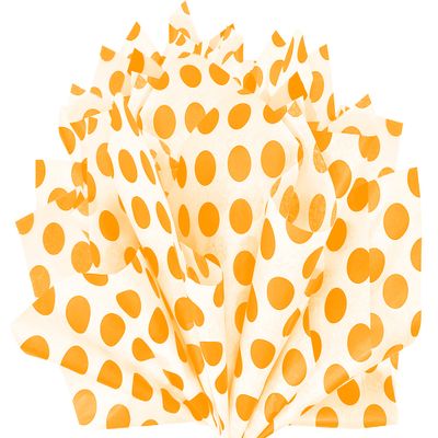 Flexicore Packaging | Tangerine Orange Polka Dot Gift Wrap Tissue Paper | Size: 15 Inch X 20 Inch | Count: 10 Sheets | Color: Tangerine | DIY Craft, Art, Wrapping, Decorations