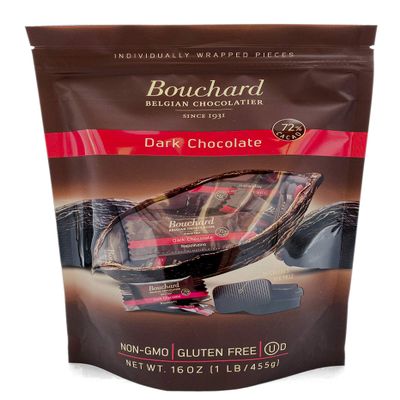 Bouchard Premium Belgian Dark Chocolate with 72% Cacao | Individually Wrapped Pieces (1 LB)