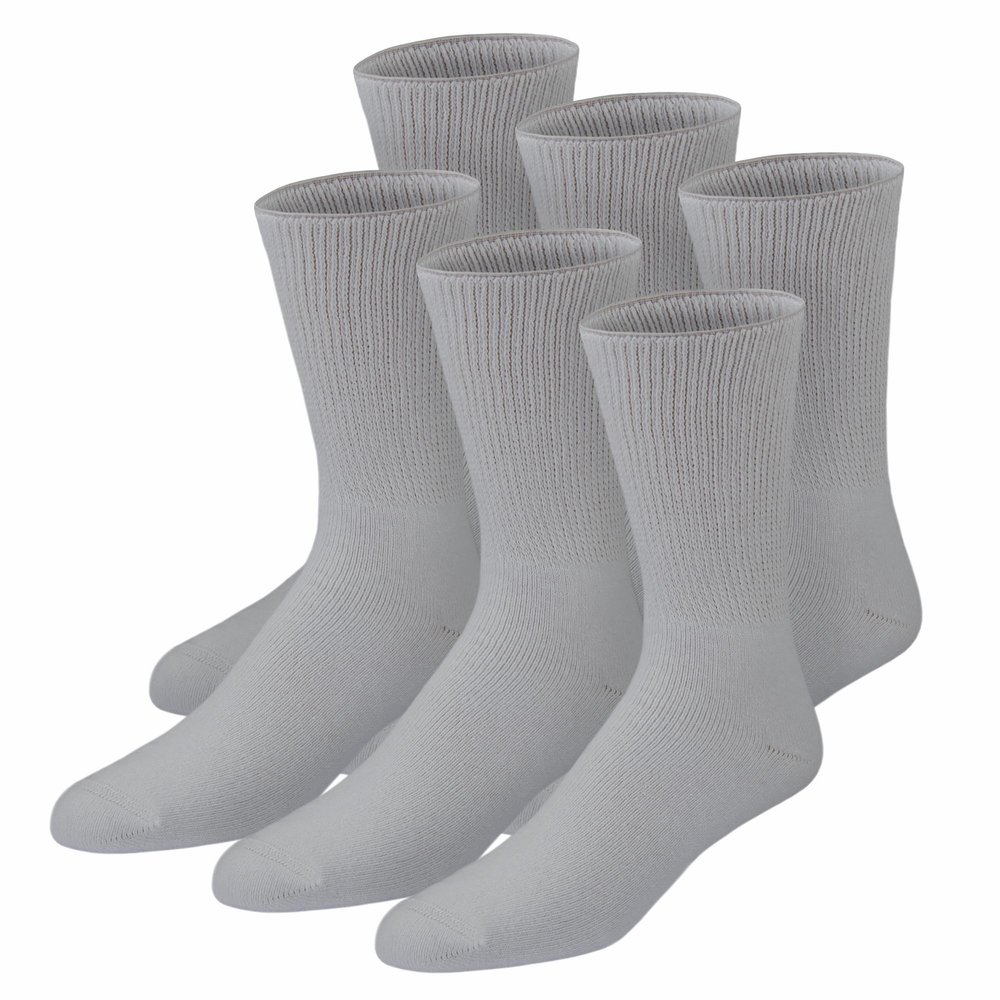6 Pairs of Premium Diabetic Neuropathy Socks, Soft Cotton Loose Top Socks, Big and Tall (13-16, Gray)