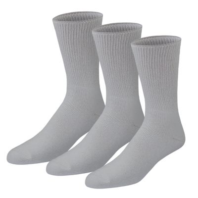 3 Pairs of Premium Diabetic Neuropathy Socks, Soft Cotton Loose Top Socks, Big and Tall (13-16, Gray)