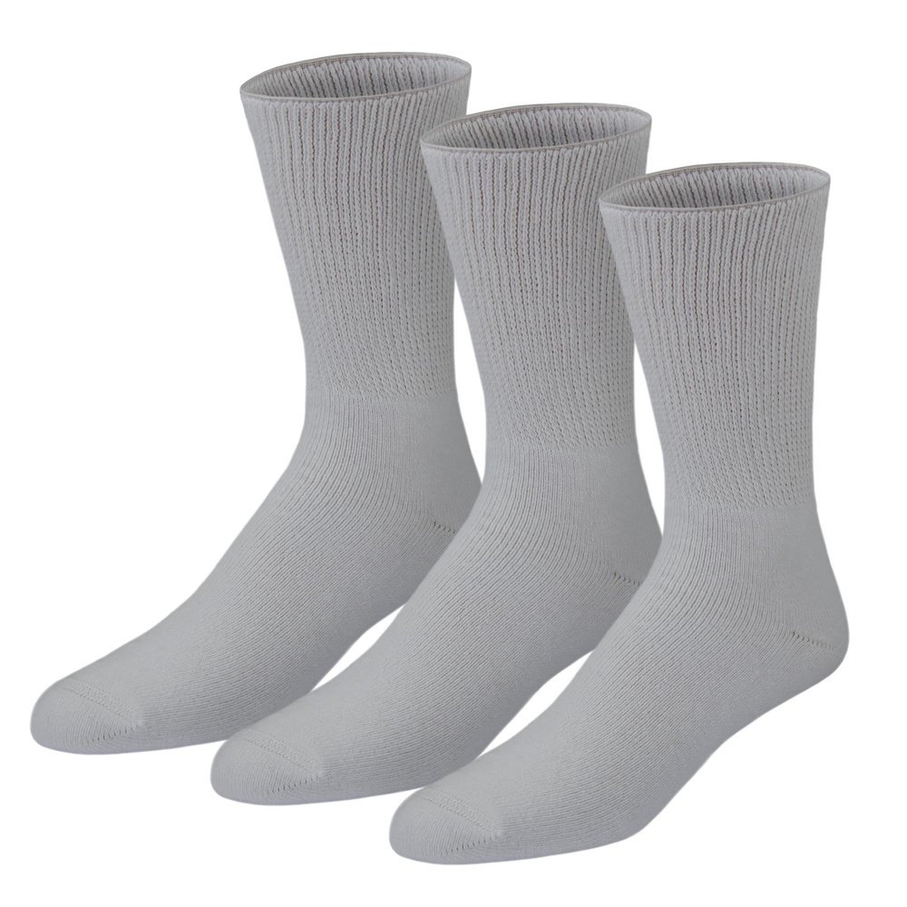 3 Pairs of Premium Diabetic Neuropathy Socks, Soft Cotton Loose Top Socks, Big and Tall (13-16, Gray)