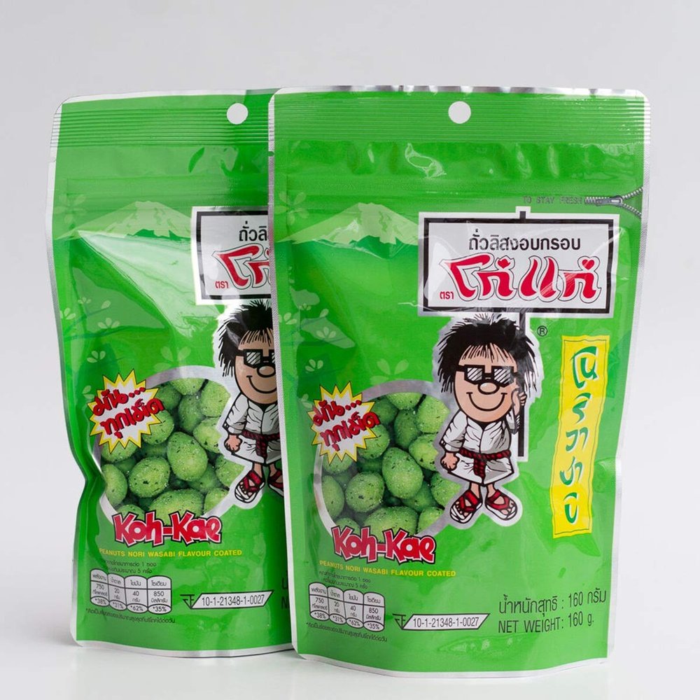2x 160g Koh-Kae Peanuts Nori Wasabi Flavour Coated Delicious with Japanese Seaweed