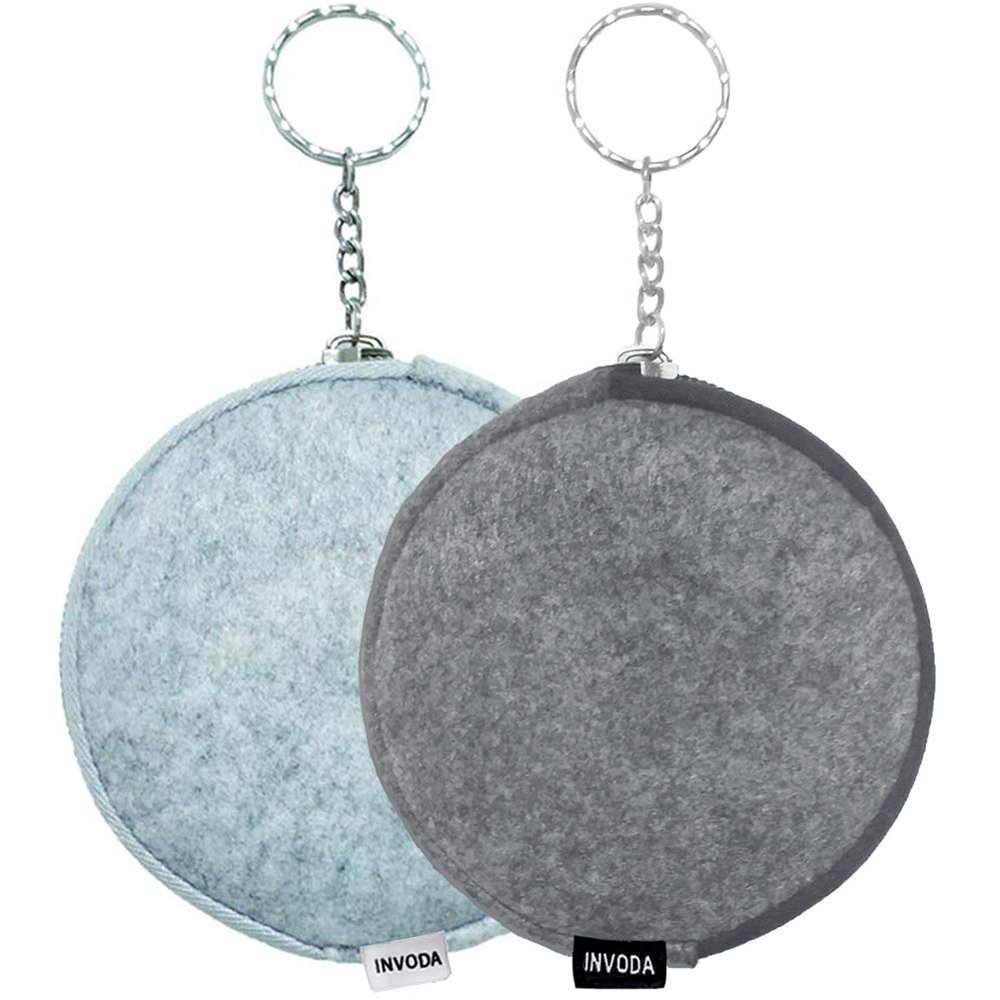 2PCS INVODA Portable Pill Box Storage Bag Soft Felt Zipper Pouch to Protect Medicine Cases from Breakage & Scattering Light Gray & Dark Gray