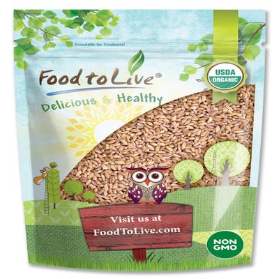 Food to Live Organic Italian Pearled Farro, 1.5 Pounds Whole Farro Grain, Good Source of Fiber and Protein, Great for Salads, Soups, Risottos, Free of Sodium, Non-GMO, Kosher, Vegan, Bulk