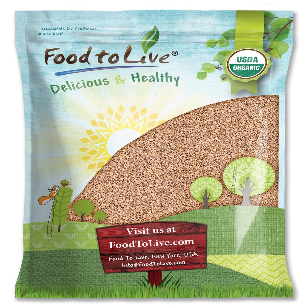Food to Live Organic Italian Pearled Farro, 8 Pounds  Whole Farro Grain, Good Source of Fiber and Protein, Great for Salads, Soups, Risottos, Free of Sodium, Non-GMO, Kosher, Vegan, Bulk