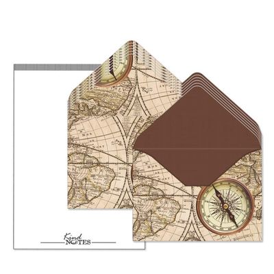 KindNotes Unique Mini Decorative Envelopes with Cardstock Papers | Set Includes 12 Linen-Textured Envelopes and 14 Blank Papers - Time Travel