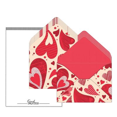KindNotes Unique Mini Decorative Envelopes with Cardstock Papers | Set Includes 12 Linen-Textured Envelopes and 14 Blank Papers - Heart Garden