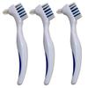 Denture Cleaner Brushes - Dual Sided Toothbrush with Ergonomic Rubber Handle for Dental Denture Care - Cleaning Brush Set 3-Pack FREE Eyeglass Pouch view 1