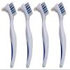 Denture Cleaner Brushes - Dual Sided Toothbrush with Ergonomic Rubber Handle for Dental Denture Care - Cleaning Brush Set 4-Pack FREE Eyeglass Pouch view 1