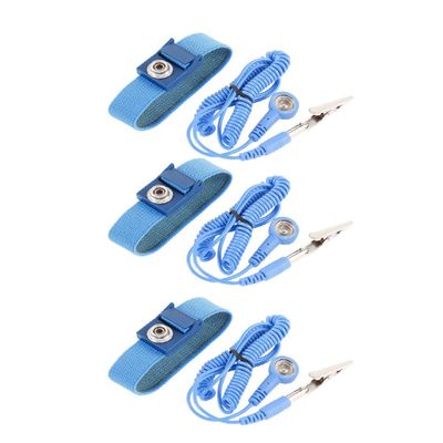 New Lon0167 Anti Static Featured ESD Adjustable Wrist reliable efficacy Strap Band Bracelet 3 Pcs Blue(id:10c b8 62 89c)