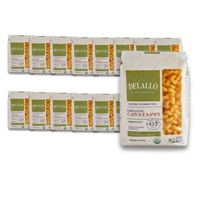 DeLallo Organic Cavatappi Pasta, Springy Spiral Shape, Made in Italy with 100% All-Natural Durum Wheat Flour, Bronze Cut, Kosher, Non-GMO, 16 oz Bag, (16 Pack)