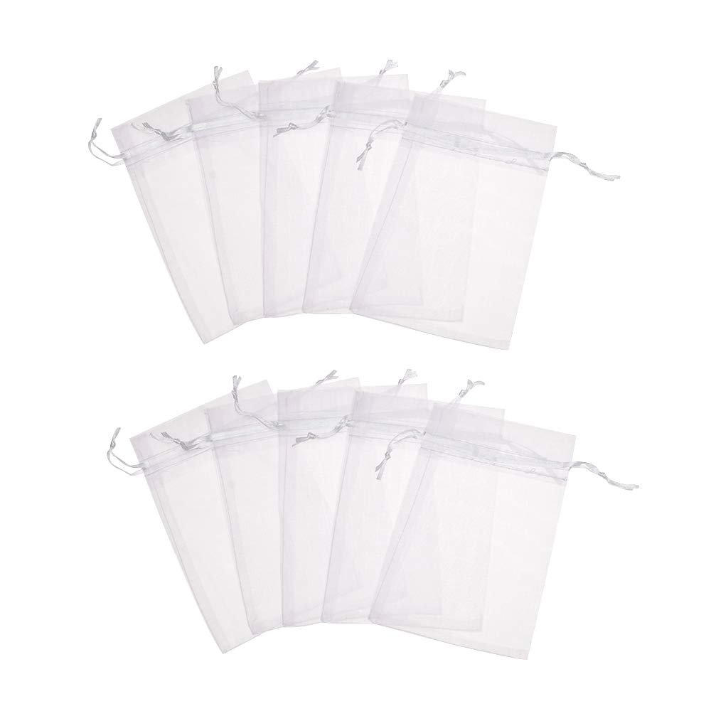 120 pcs 4X5 inches Drawstring Organza Jewelry Candy Pouch Wedding Party Favor Gift Bags (White, 4x5)