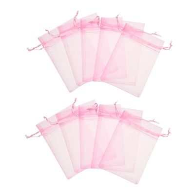 120 pcs 4X5 inches Drawstring Organza Jewelry Candy Pouch Wedding Party Favor Gift Bags (Pink, 3x4)