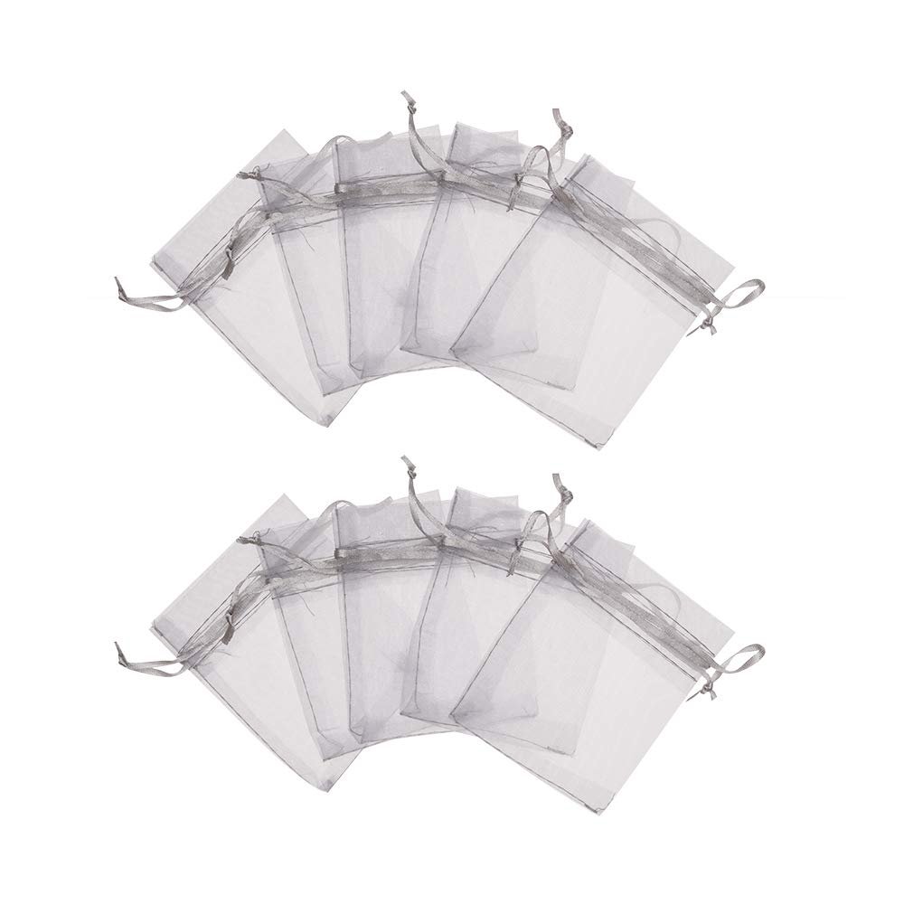 120 pcs 4X5 inches Drawstring Organza Jewelry Candy Pouch Wedding Party Favor Gift Bags (Gray, 3x4)