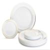 " OCCASIONS " 560pcs set (80 Guests)-Heavyweight Wedding Party Disposable Plastic Plate Set-80 x 10.5'' + 80 x 6.25'' + Gold Silverware + Cups + Napkins (White & Gold Rim) view 2