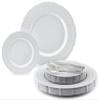 OCCASIONS 125pcs set (25 Guests)-Wedding Plastic Plates & cutlery -Disposable heavyweight Dinnerware 11'', 7'' + Silver Silverware (Chateau in Light Gray) view 1
