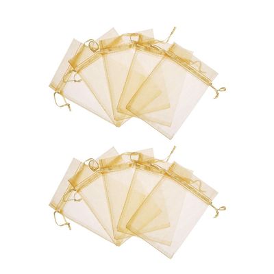 120 pcs 4X5 inches Drawstring Organza Jewelry Candy Pouch Wedding Party Favor Gift Bags (Gold, 4x5)