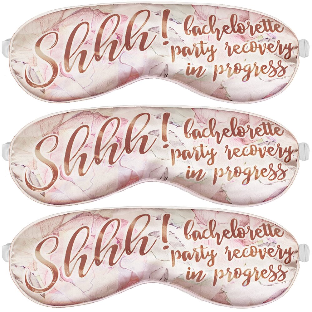 Bridal Party Gifts Sleep Mask - Set of 3 - Shhh! Bachelorette Party Recovery in Progress - Bachelorette Favor for Survival Kit (Set of 3 Shhhh Sleep Mask)