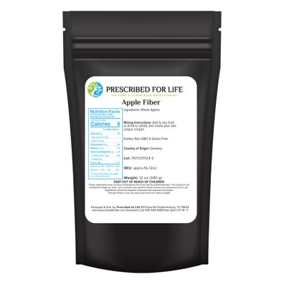 Prescribed For Life Apple Fiber Powder, Natural Apple Pectin Fiber Supplement for Digestive Health, Vegan, Non GMO, Gluten Free (12oz / 340g)