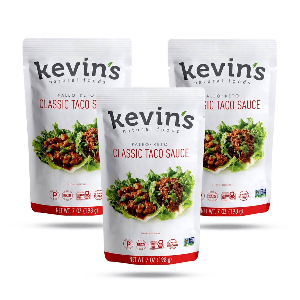 Kevin's Natural Foods Classic Taco Sauce - Keto and Paleo Simmer Stir-Fry Sauce, Gluten Free, No Preservatives, Non-GMO - 3 Pack (Classic Taco)