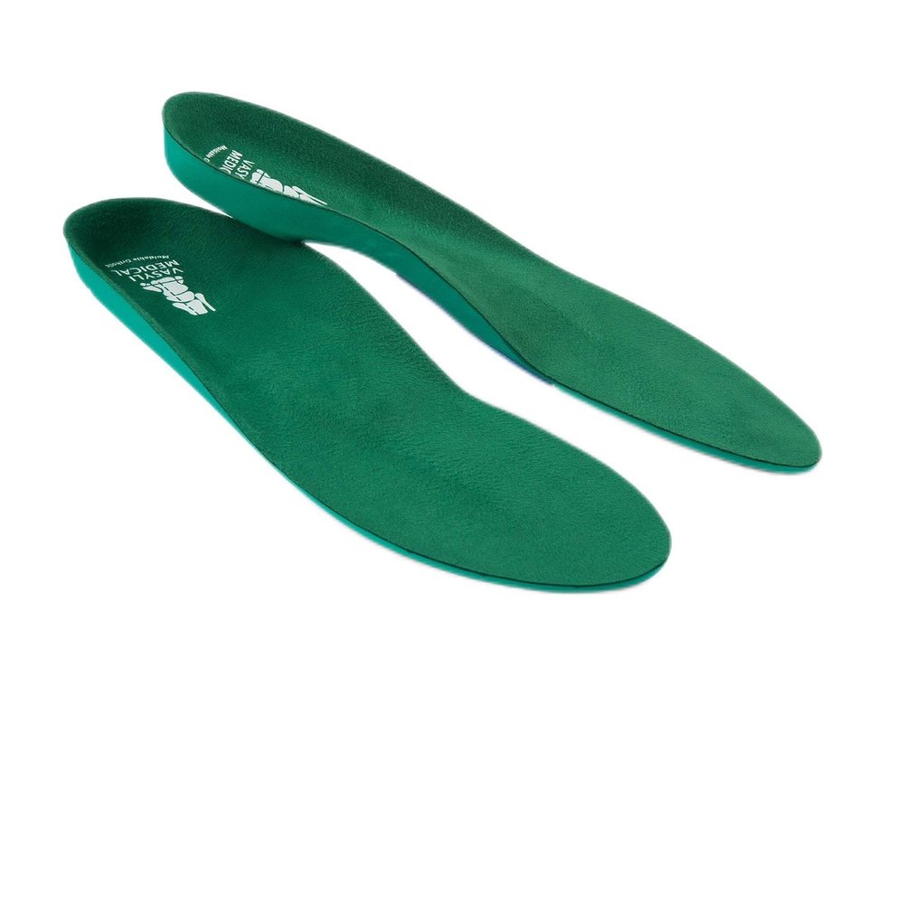 Vasyli Custom Full Length Insoles, Green, X-Large, Heel Grid Reduces Slippage, Soft Density, Biomechanical Control, Fast & Effective Pain Relief, Treats Pronation, Built-In Rearfoot Varus Angle
