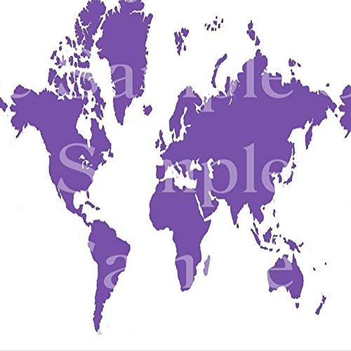 1/4 Sheet - Purple World Map Birthday - D24543 - 2D Edible Cake Cupcake Party Topper