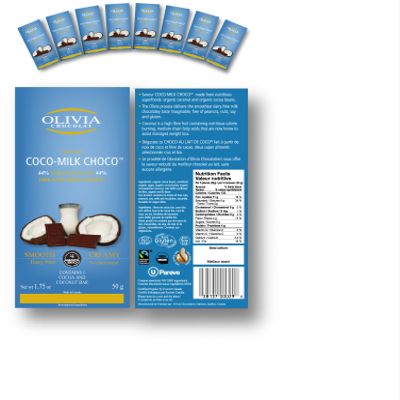 Olivia Chocolat Bars Creamy Coconut Case of 16