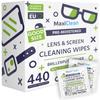 MAXI CLEAN 440 Pack Lens Wipes for Eyeglasses Pre-Moistened, Individually Wrapped Streak-Free Cleaning for Glasses & Laptop Screens, Glasses Cleaner Wipe Bulk 5.5 x 4.7 Inch, Sunglasses & Phone Wipe view 1