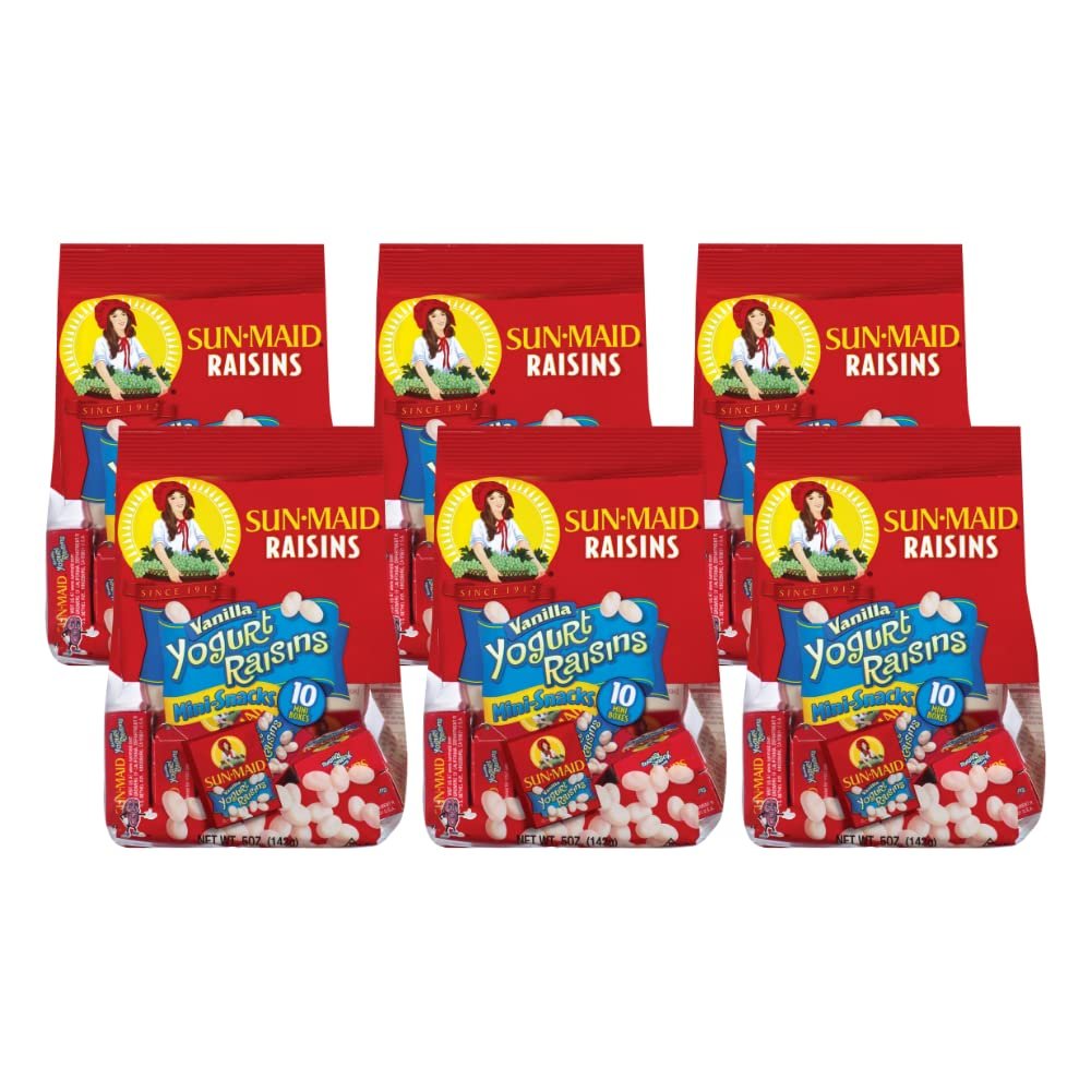 Sun-Maid Vanilla Yogurt Raisins, 0.5 Ounce Box (60 Total), Dried Fruit, Non-GMO, Naturally Gluten-Free, Healthy Lunch Box Snack