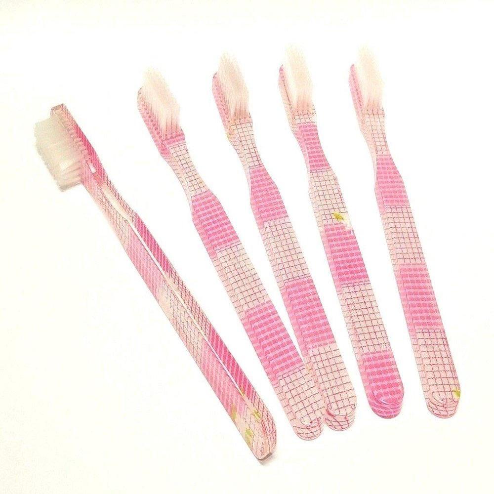 15-PACK New Pink Daisy Vintage Toothbrushes By Alan Stuart of New York