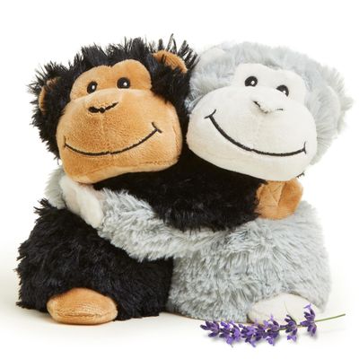 warmies Hugs Duo, Microwavable & Weighted Stuffed Animals, Monkey - Heated Stuffed Animal Plushie for Warmth & Comfort - Cute Soft Plush Toys for Adults & Children (Boys, Girls, Babies & Toddlers)