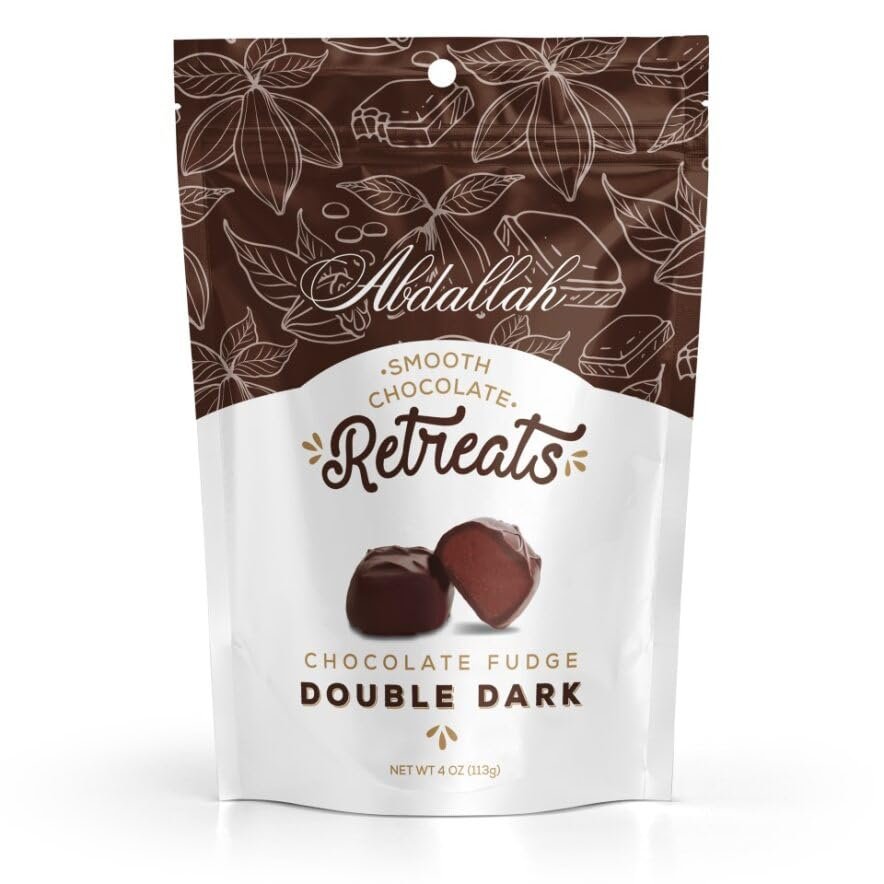 Abdallah Chocolates-Double Dark Chocolate Fudge Retreats, 8 oz (2 pack, 4 oz ea.)