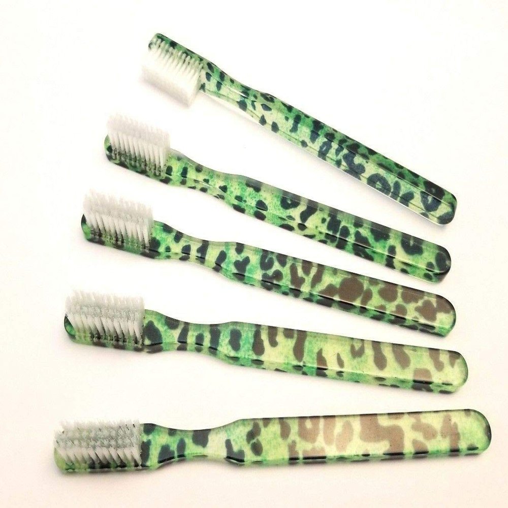 20-PACK Green Leopard Vintage Designer Toothbrush Alan Stuart of New York NEW