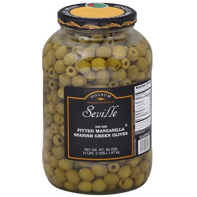 Seville Pitted Manzanilla Spanish Green Olives, 1 Gallon -- 4 per case.