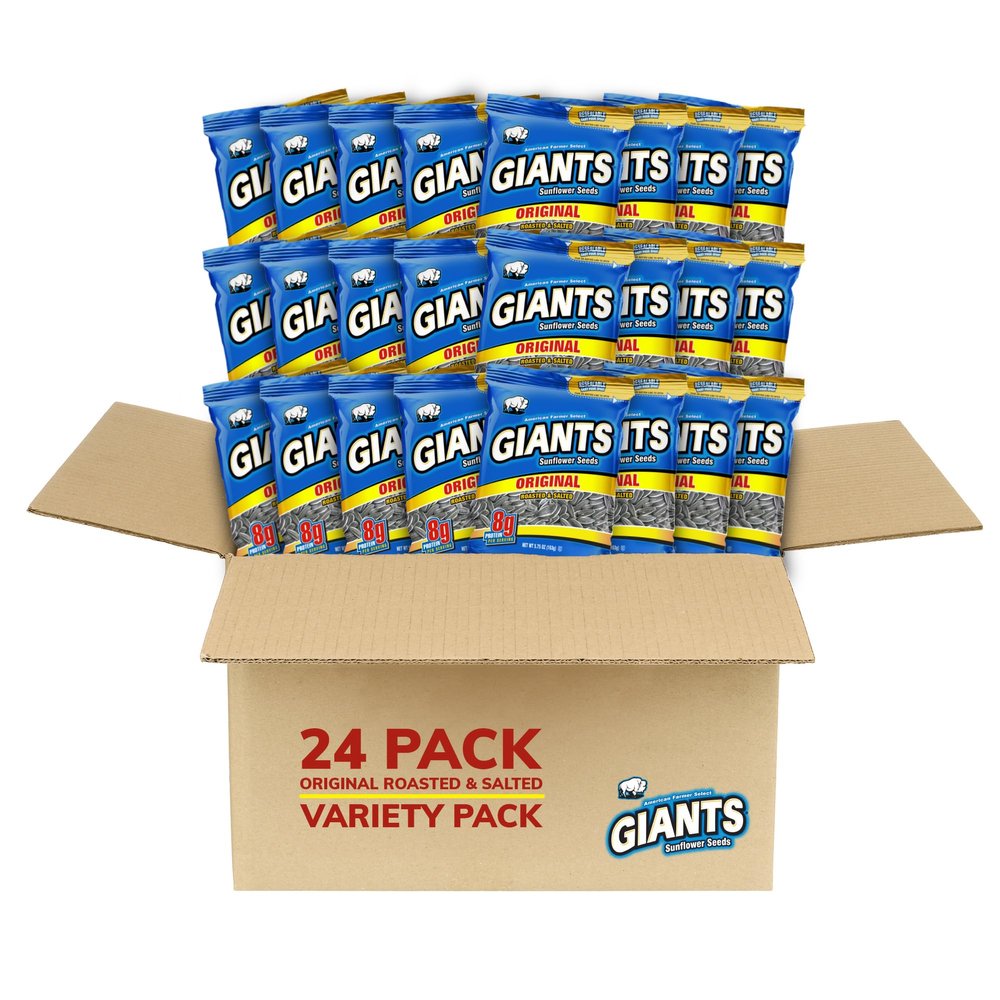 GIANTS Original Sunflower Seeds - Sunflower Seeds to Eat, Sunflower Seeds Bulk, Lightly Salted Sunflower Seeds for Eating, High Protein Snack - 5.75 oz Resealable Bags (Case of 24)