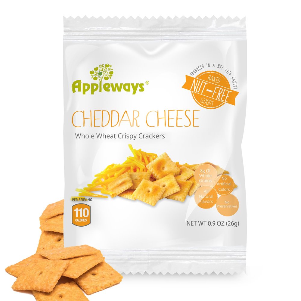 Appleways Cheddar Cheese Crackers, All-Natural Individually Wrapped Cheese Crisps, Kosher Certified Cheese Snack, Made in USA, 108 Count, 0.9 Oz Each (8.4 lbs Total)