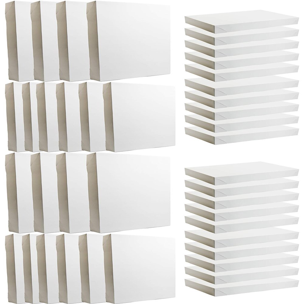 Set of 40 Plain White Gift Boxes in 3 Different Sizes - 2 Large 17x11x2.5-3 Medium 14.5x9.43x1.87-5 Small 10.625x7.75x1.16 - Great for Any Holiday! Simple and Easy Gift Giving! (40)